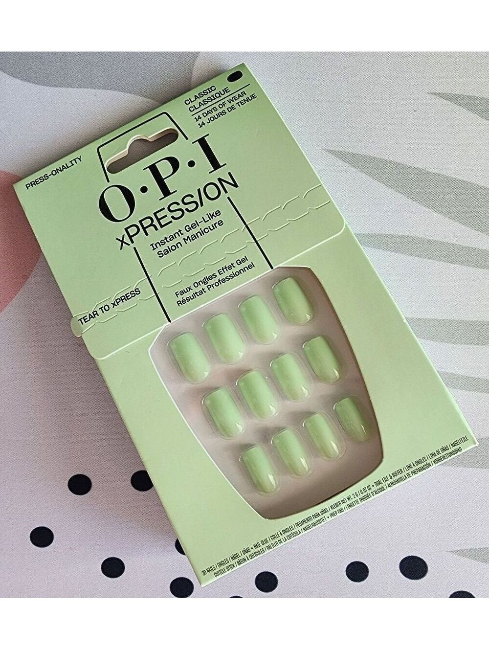 OPI Xpression Instant Gel-Like Salon Manicure Press-On Nails - Mint Green